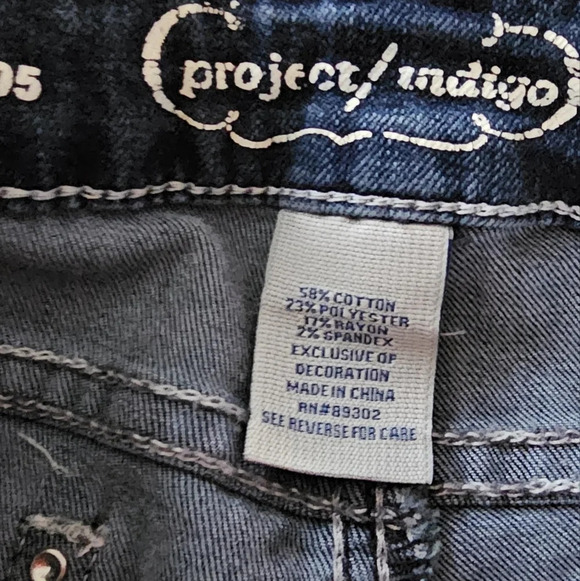 Vintage Project Indigo Boot Cut Denim Jeans Embroidered Studded 5 - Picture 3 of 9